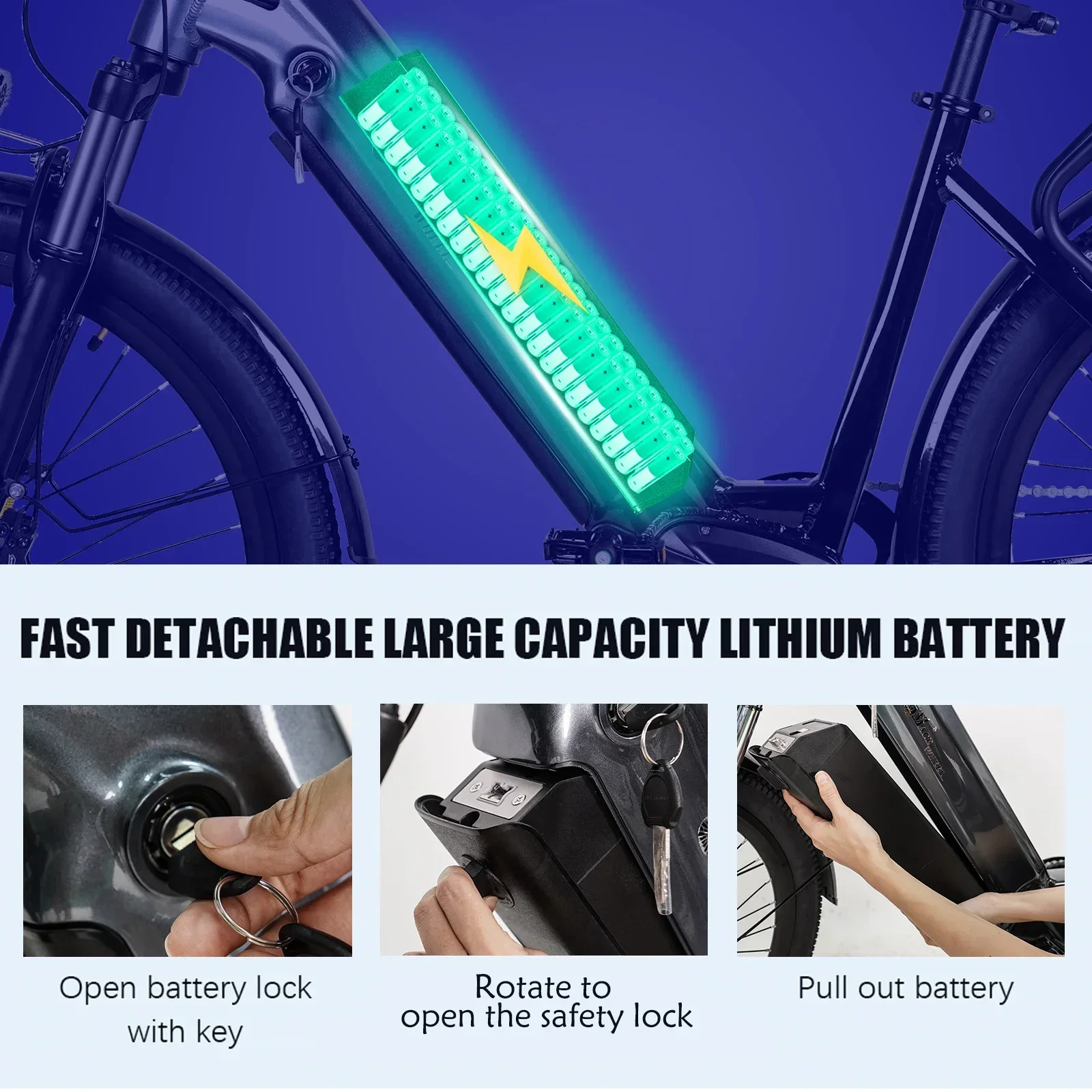 CMACEWHEEL L26 Electric Bike 26" Ebike 48V 17Ah Adults Men Women Electric Mountain Bike, 7 Speed, Torque 70 N·m, Stock EU