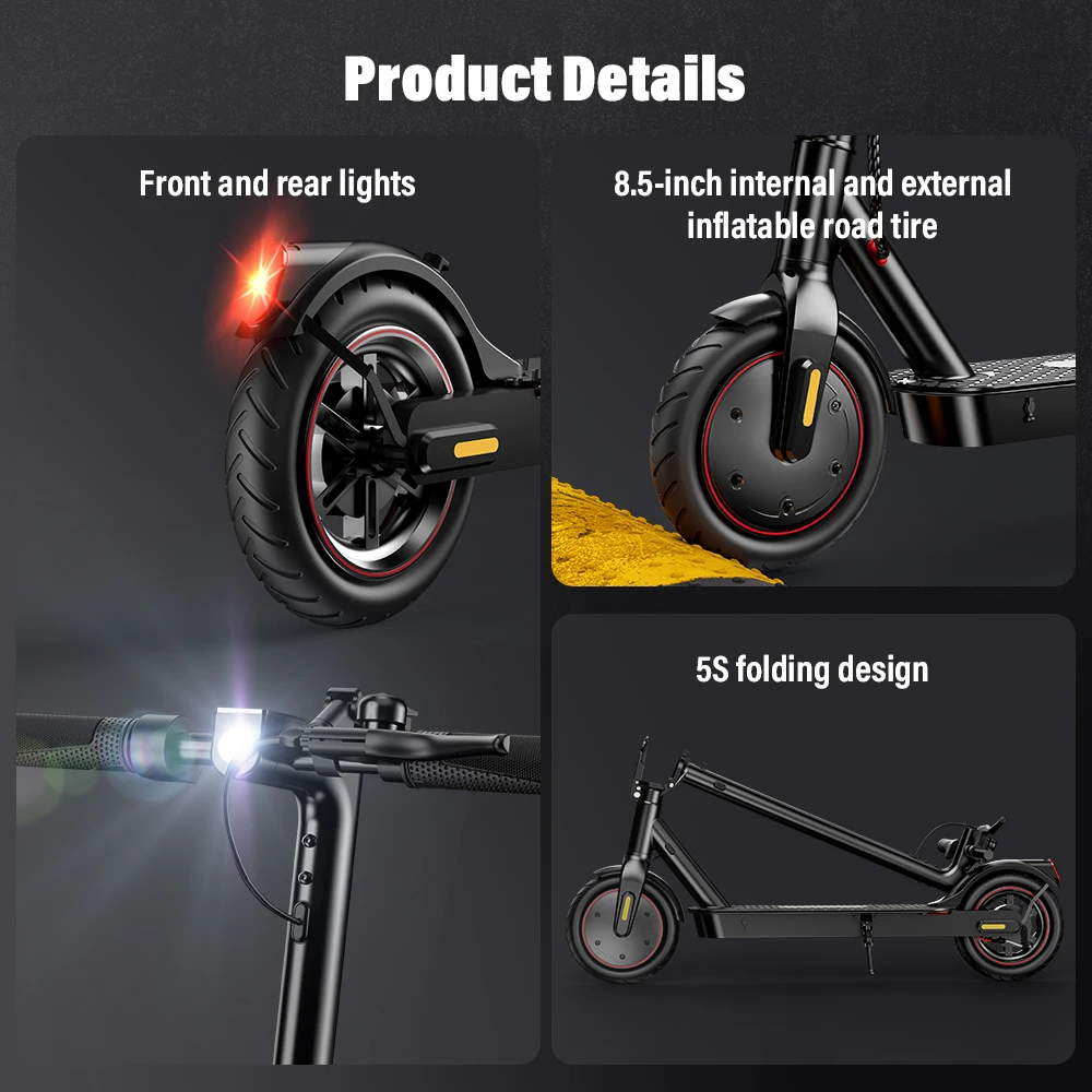 W5/W3 City Electric Scooter 8.5 Inch Tire 36V7.8Ah Max Speed 25km/h Range 24-34km Dual Brake With APP Electric Scooters