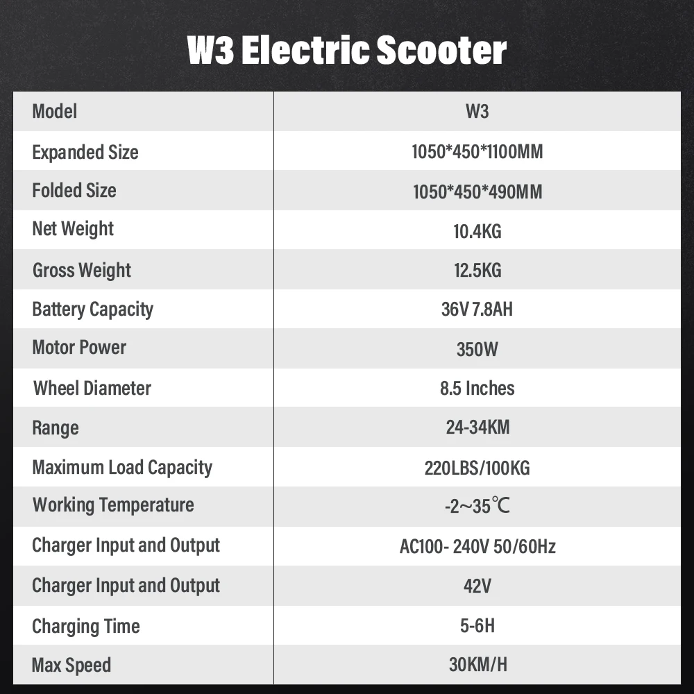 W5/W3 City Electric Scooter 8.5 Inch Tire 36V7.8Ah Max Speed 25km/h Range 24-34km Dual Brake With APP Electric Scooters
