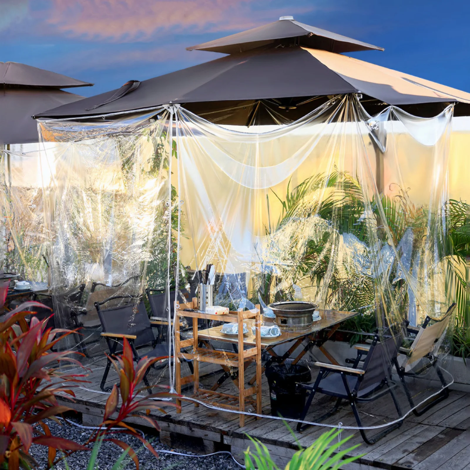 Transparent Tarpaulin with Eyelets 420 g/m² Tarpaulin Tent Tarpaulin PVC Waterproof Weatherproof Tarpaulin for Plants Greenhouse