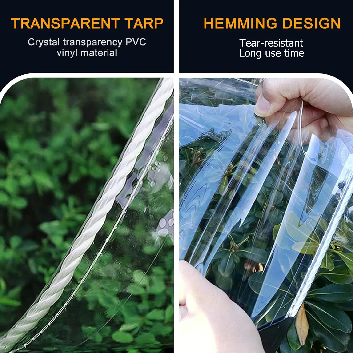 Transparent Tarpaulin with Eyelets 420 g/m² Tarpaulin Tent Tarpaulin PVC Waterproof Weatherproof Tarpaulin for Plants Greenhouse