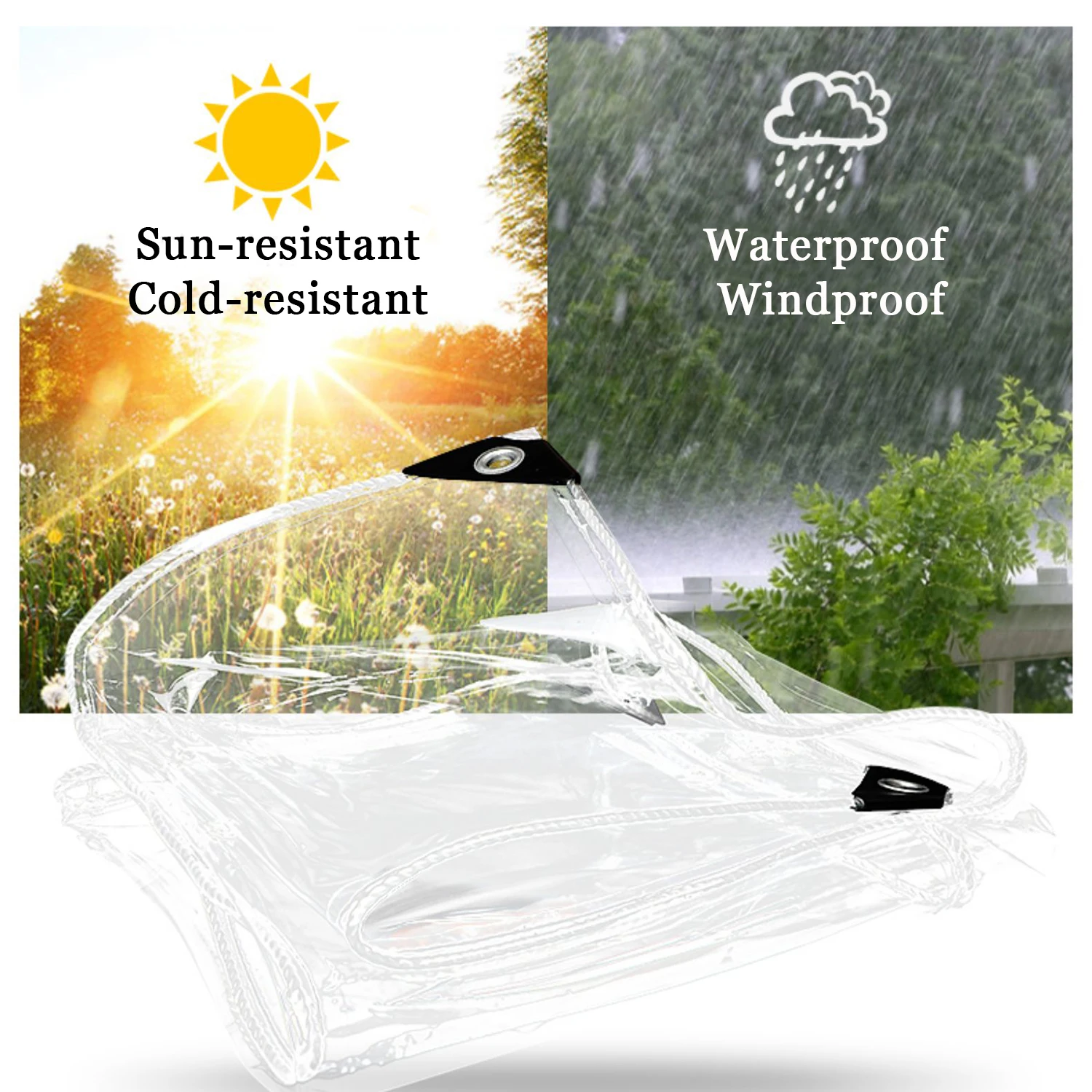 Transparent Tarpaulin with Eyelets 420 g/m² Tarpaulin Tent Tarpaulin PVC Waterproof Weatherproof Tarpaulin for Plants Greenhouse