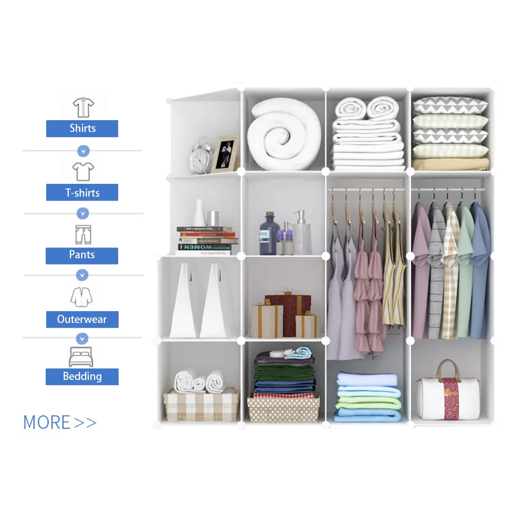 Plastic Cube Storage Bins, Bedroom Armoire With Doors, DIY Toys Organizer Shelves, Clothes Dresser Closet Modular Cabinet