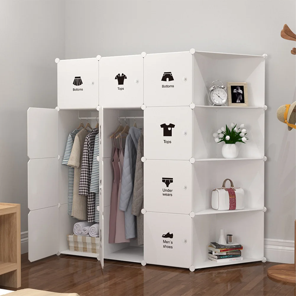Plastic Cube Storage Bins, Bedroom Armoire With Doors, DIY Toys Organizer Shelves, Clothes Dresser Closet Modular Cabinet