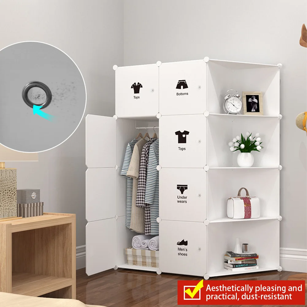 Plastic Cube Storage Bins, Bedroom Armoire With Doors, DIY Toys Organizer Shelves, Clothes Dresser Closet Modular Cabinet