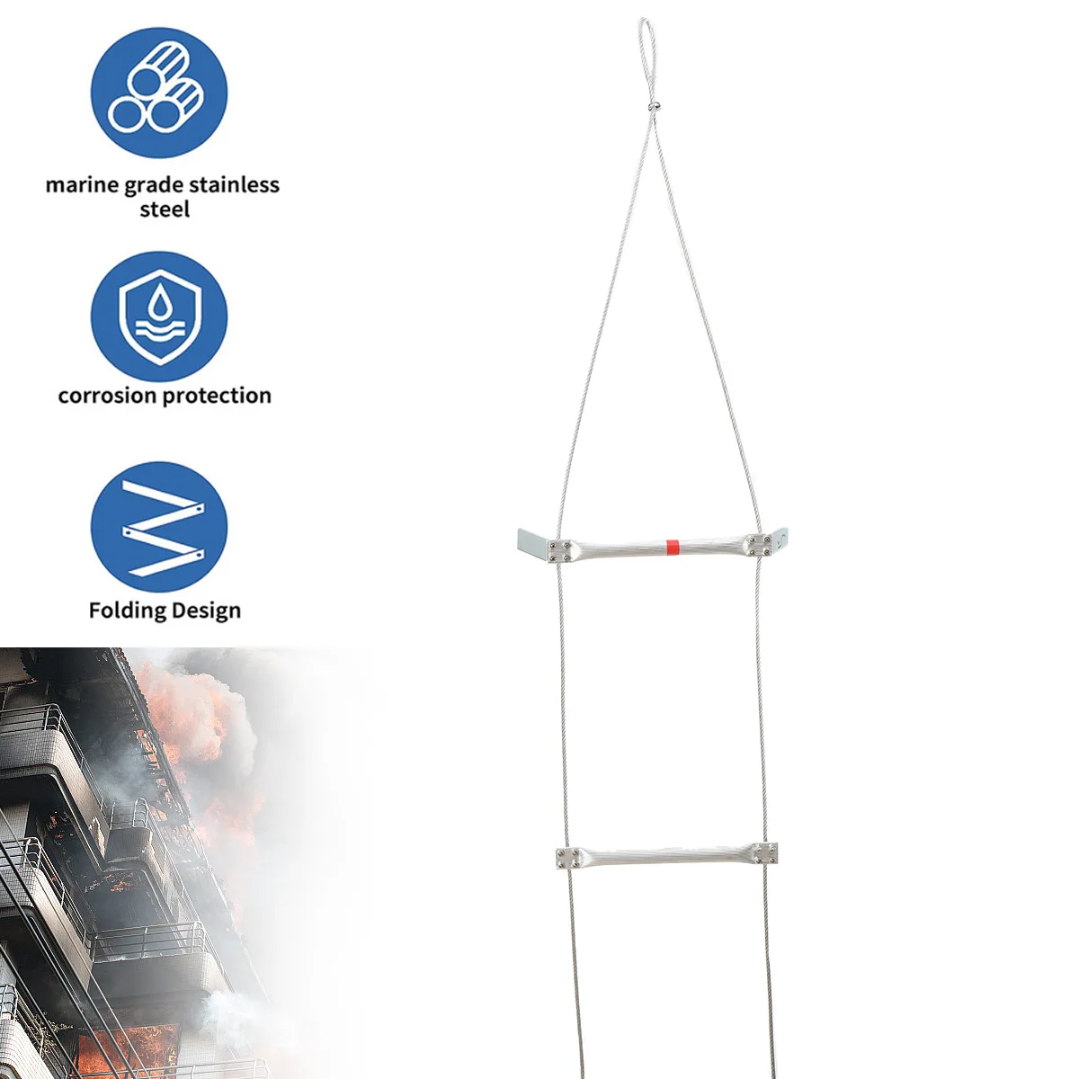 5m Aluminum Alloy Soft Ladder Fire Escape Rope Ladder Household Fire Prevention High-Altitude Rescue Engineering Climbing Ladder