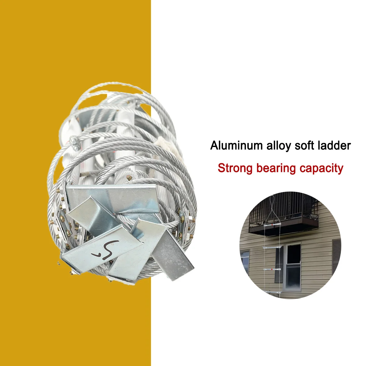 5m Aluminum Alloy Soft Ladder Fire Escape Rope Ladder Household Fire Prevention High-Altitude Rescue Engineering Climbing Ladder