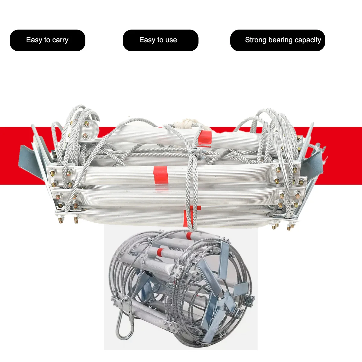 5m Aluminum Alloy Soft Ladder Fire Escape Rope Ladder Household Fire Prevention High-Altitude Rescue Engineering Climbing Ladder