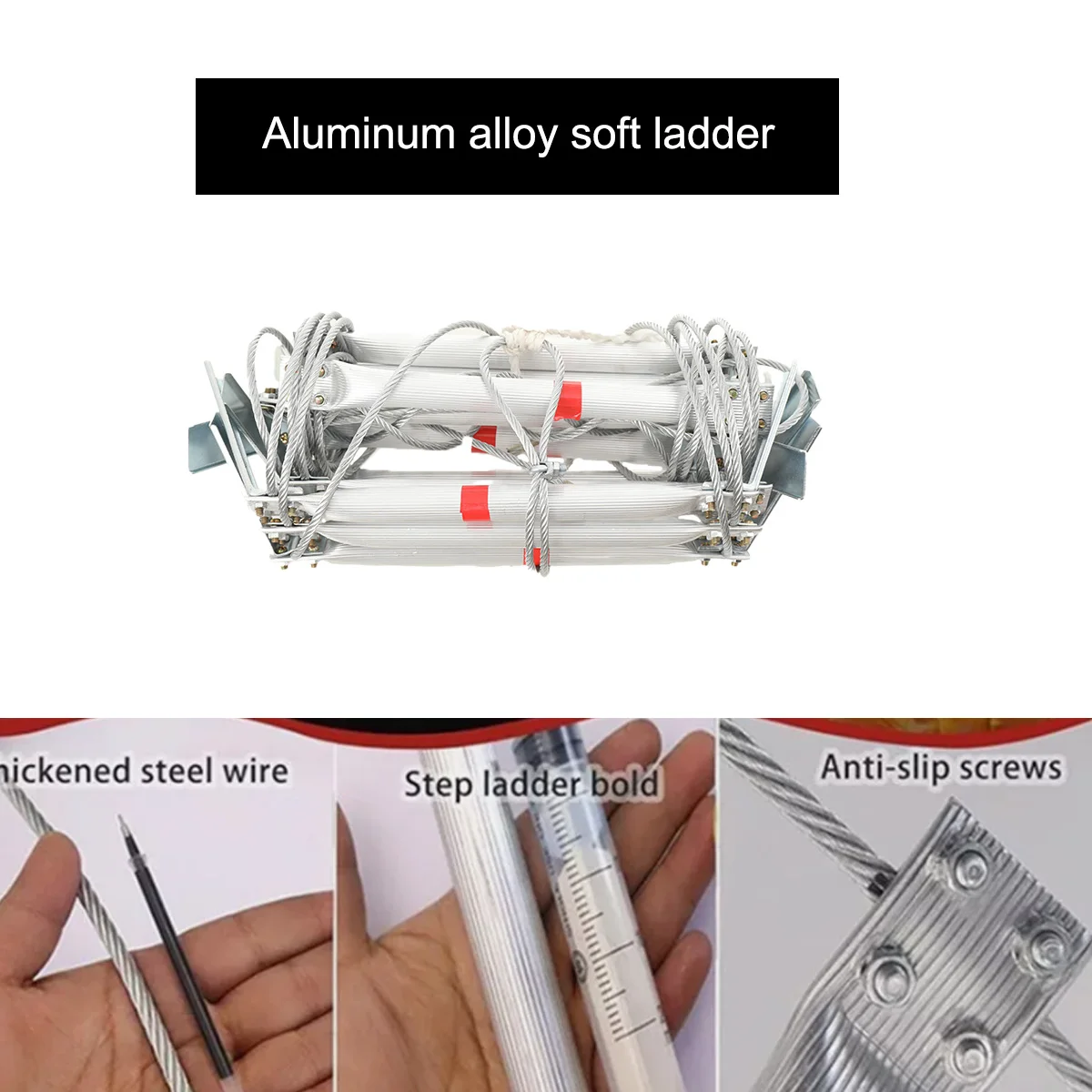 5m Aluminum Alloy Soft Ladder Fire Escape Rope Ladder Household Fire Prevention High-Altitude Rescue Engineering Climbing Ladder