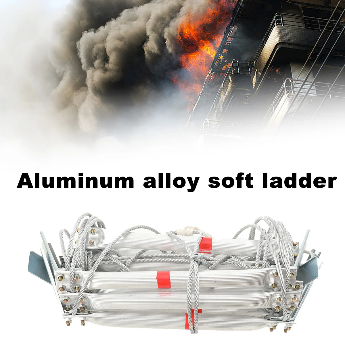 5m Aluminum Alloy Soft Ladder Fire Escape Rope Ladder Household Fire Prevention High-Altitude Rescue Engineering Climbing Ladder