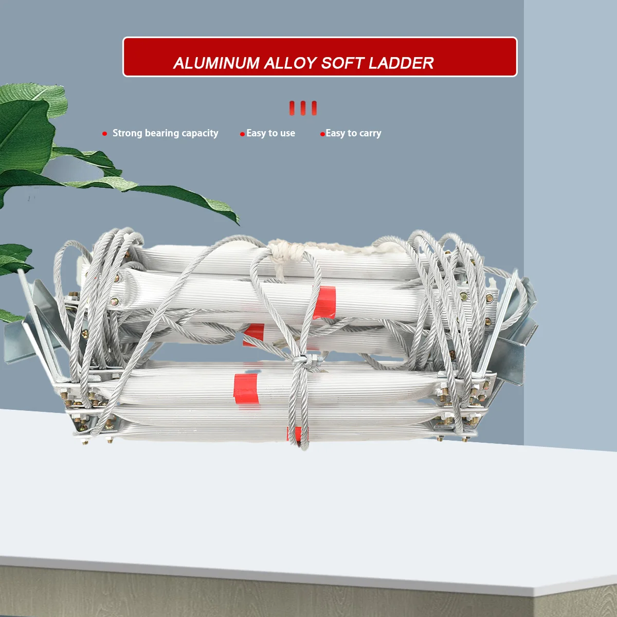 5m Aluminum Alloy Soft Ladder Fire Escape Rope Ladder Household Fire Prevention High-Altitude Rescue Engineering Climbing Ladder