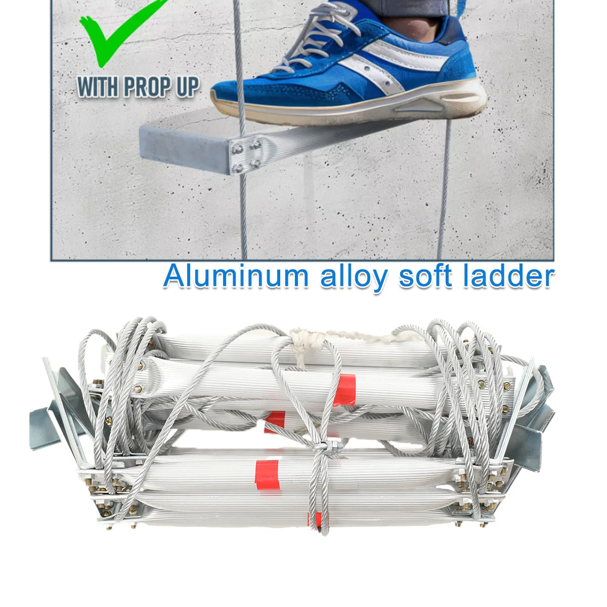 5m Aluminum Alloy Soft Ladder Fire Escape Rope Ladder Household Fire Prevention High-Altitude Rescue Engineering Climbing Ladder