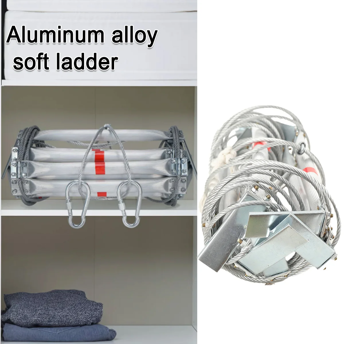 5m Aluminum Alloy Soft Ladder Fire Escape Rope Ladder Household Fire Prevention High-Altitude Rescue Engineering Climbing Ladder