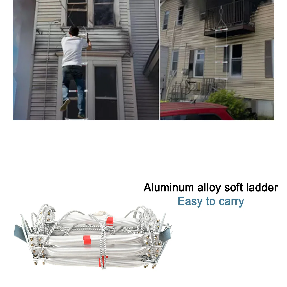 5m Aluminum Alloy Soft Ladder Fire Escape Rope Ladder Household Fire Prevention High-Altitude Rescue Engineering Climbing Ladder