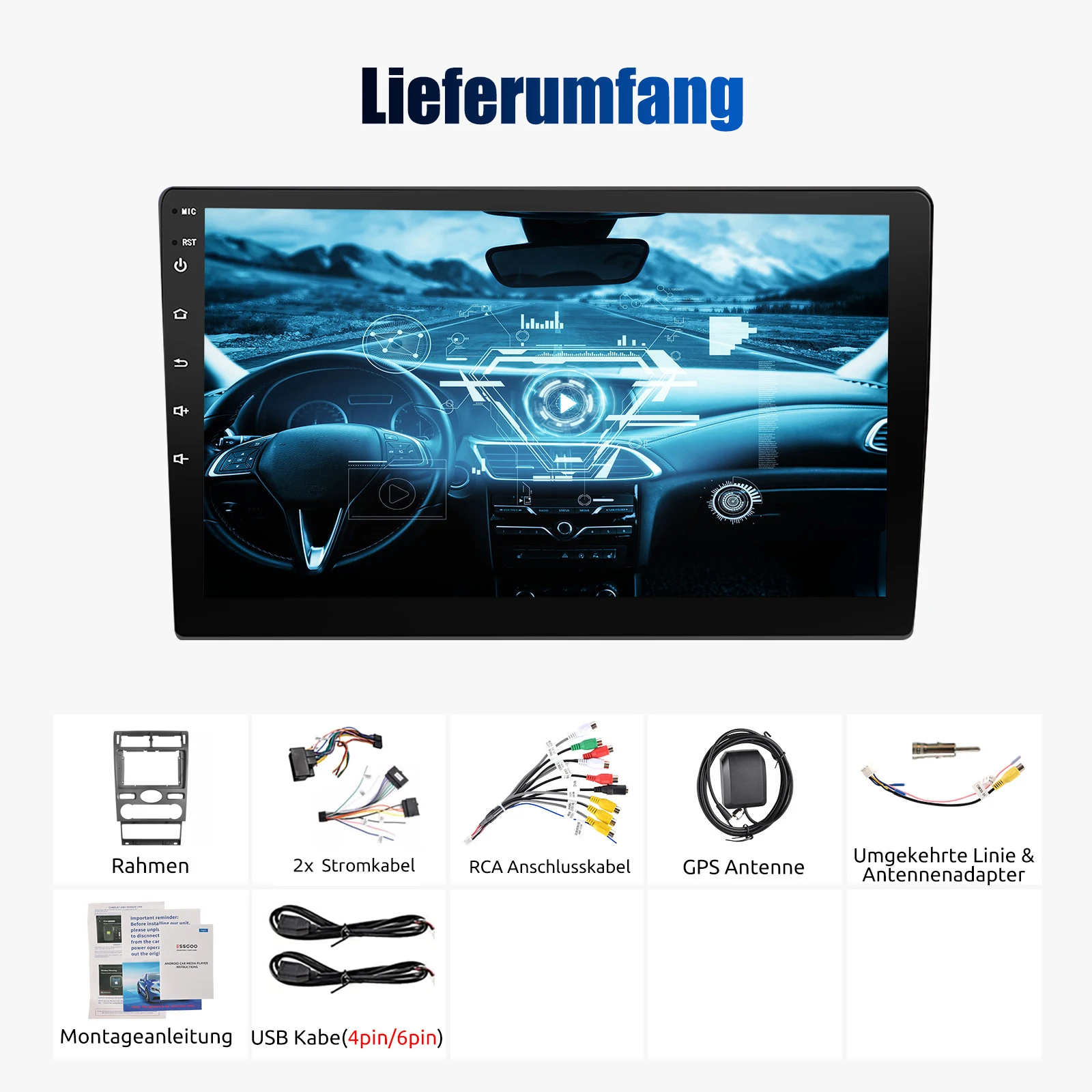 ESSGOO Android 14 9" IPS Touch screen Display GPS Navigation Car Stereo WIFI SWC RDS FM Mirror link BT For Ford Mondeo 2004-2007