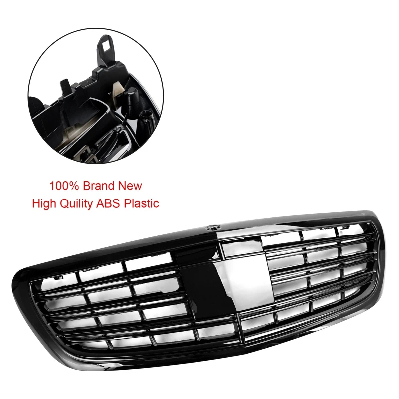 Gloss Black Car Front Grill Grille For Mercedes-Benz S-class W222 S560 S550 S600 2014~2020 For Maybach Style Front Sport Grill