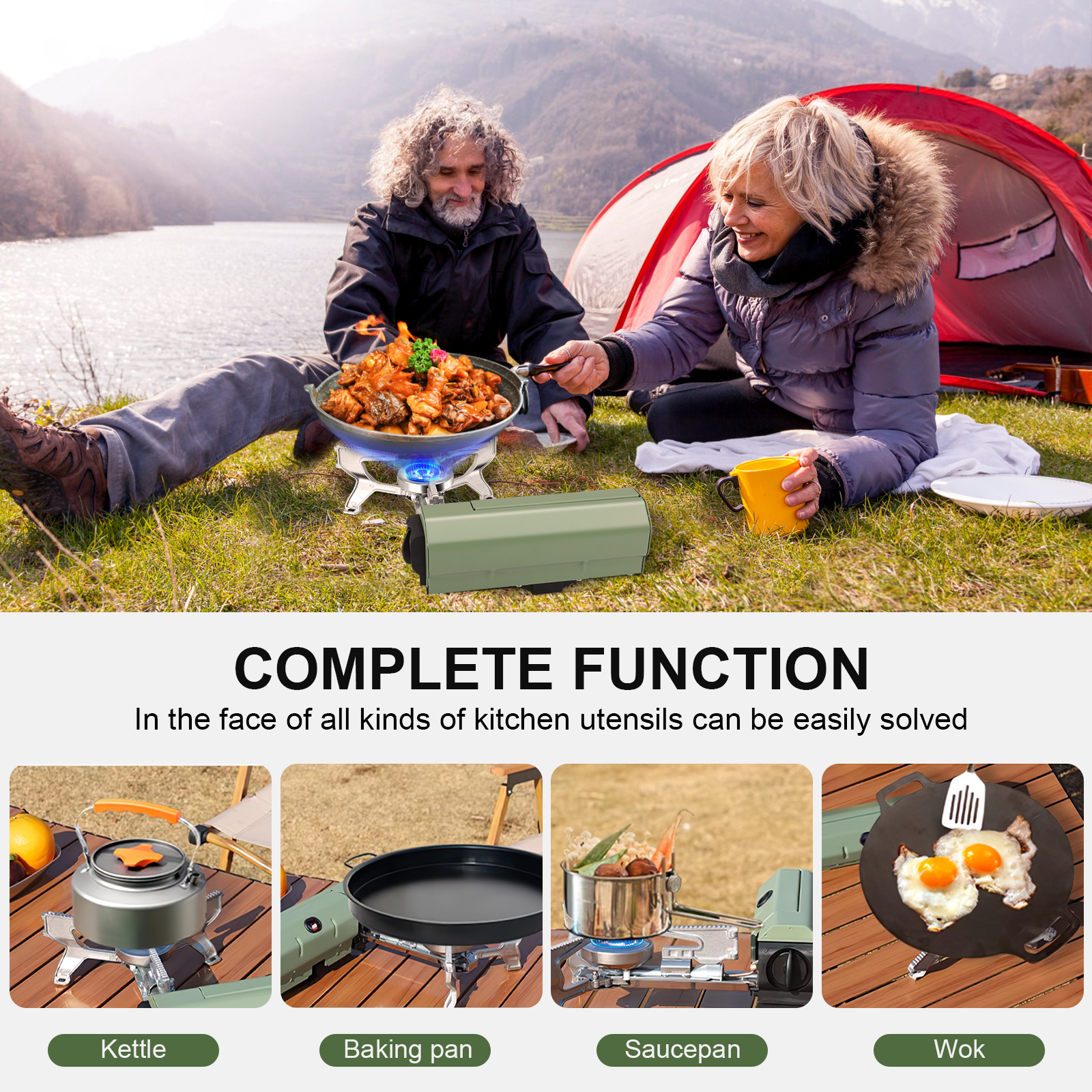 11000W Camping Gas Stove Burner Adjustable Ultralight Big Fire Backpacking Stove Windproof Camping Portable Propane Gas Stove