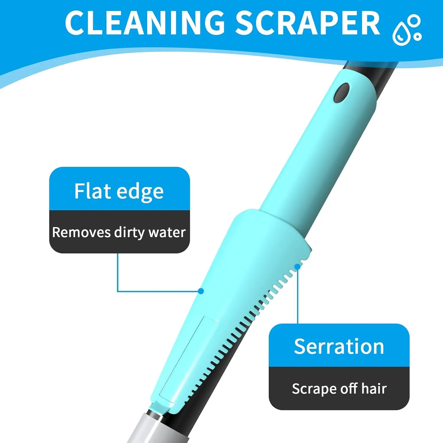 Long Handle 2 IN1 Floor Squeegee and Clean, Microfiber Rubber Squeegee Combo Household Floor Wiper with 154cm For Wall Cleaning