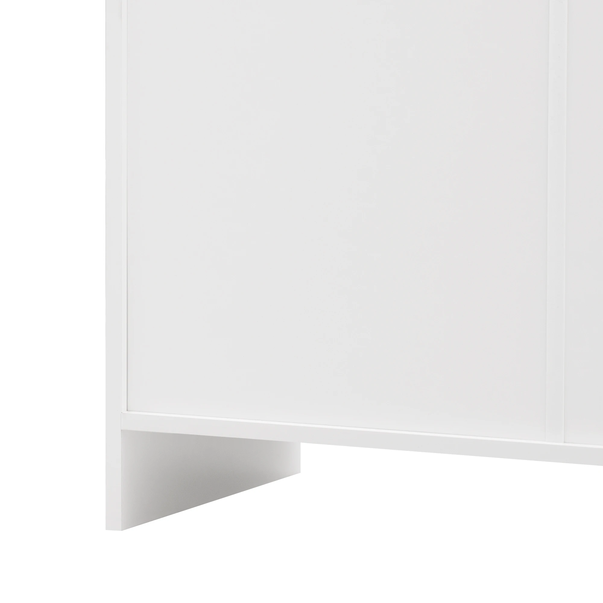 Sideboard with white wood carving, four doors, with three drawers, living room, dining room. Wood color and white