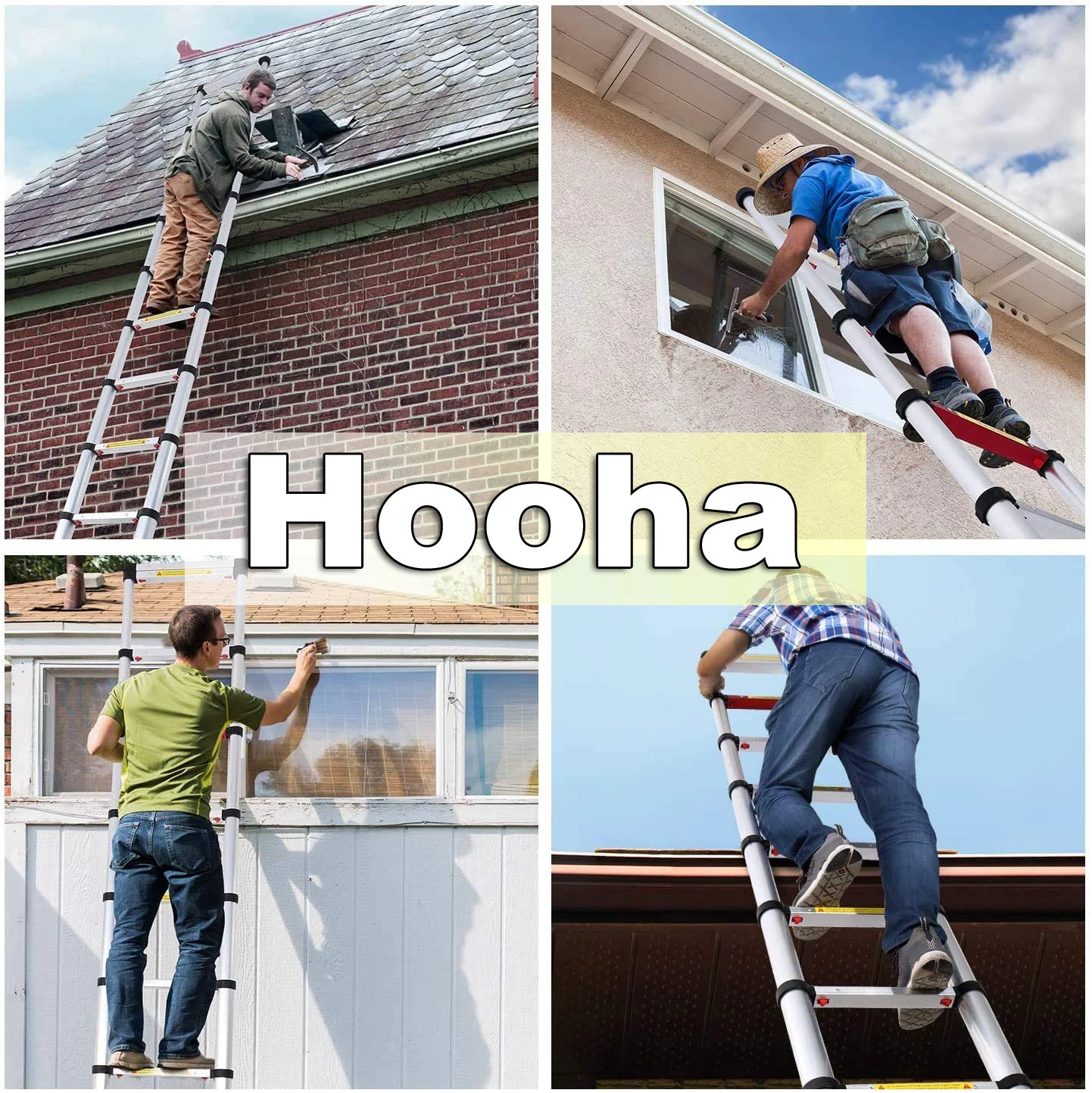 Telescopic Ladder Aluminium Folding Ladder Extension Portable Lightweight with EN131 Certified Max Loading 150kg 3.9m/5.1m/6.3m