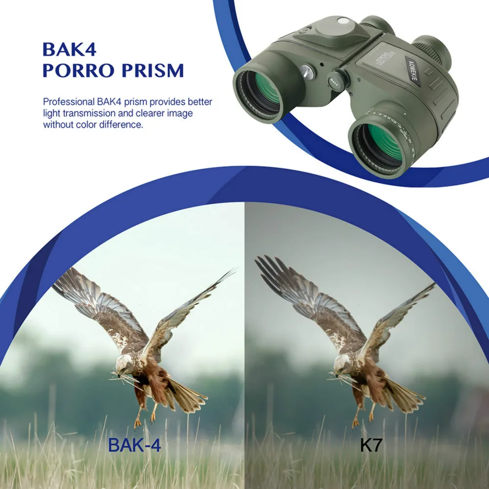 Marine Binoculars for Adults 10x50 Waterproof Binoculars with Rangefinder Compass for Birdwatching Hunting