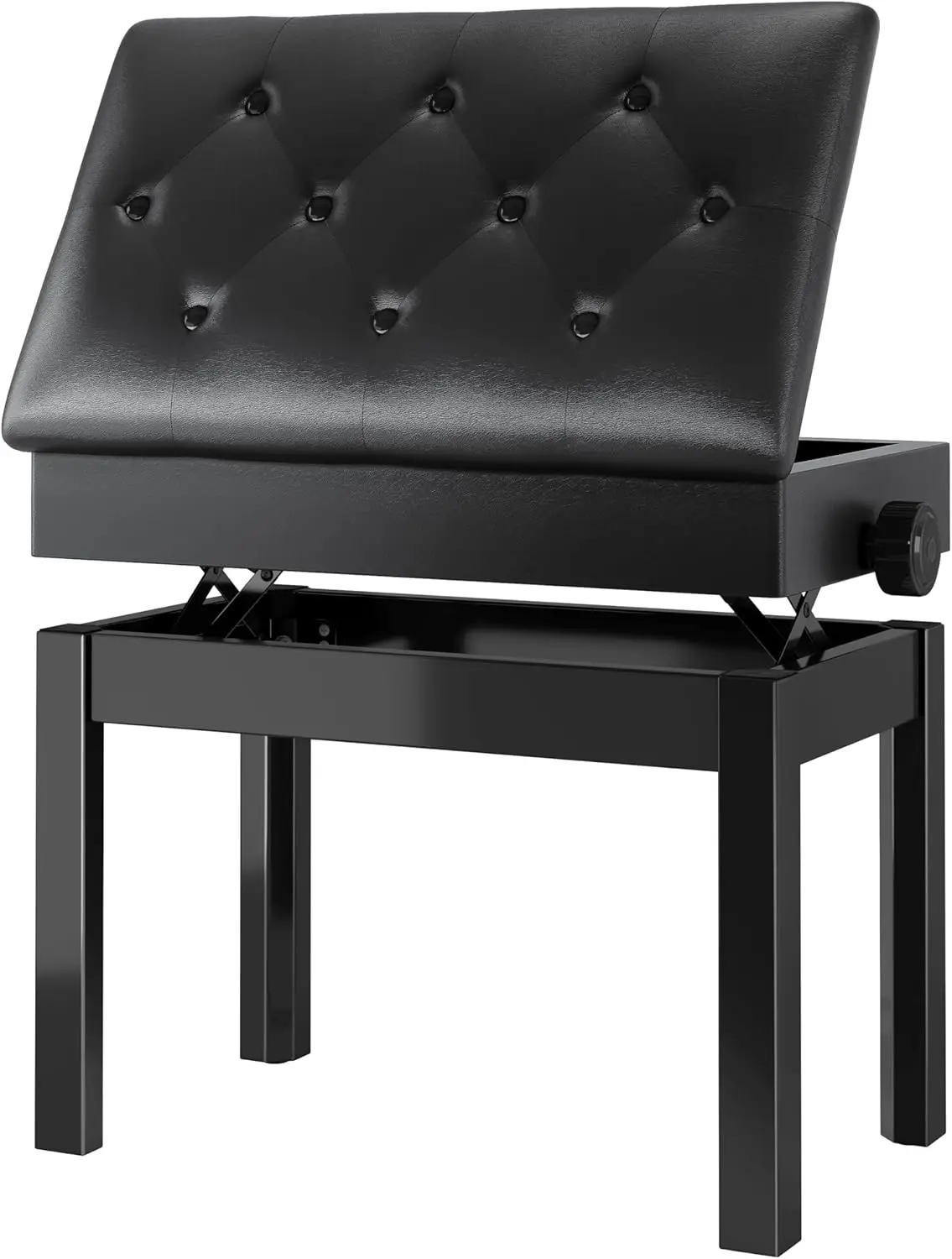 Piano Bench H Adjustable with Storage, Heavy Duty Piano Benches with Leather Cushion, Black Piano Bench for Adults Single/Double