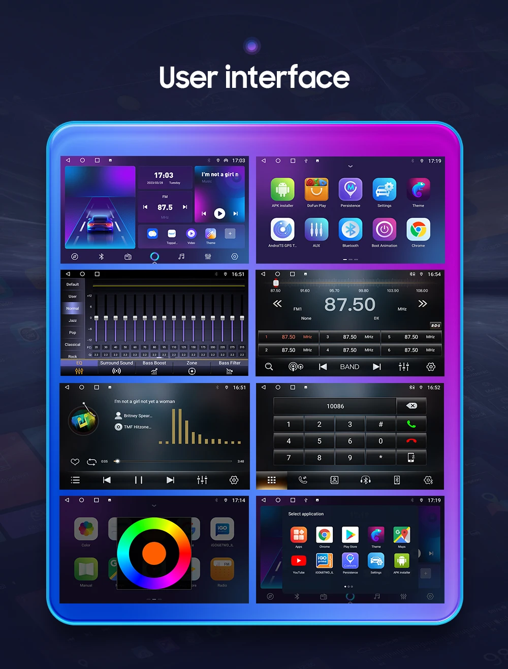 Hizpo 7 Inch Android Universal 1din Car Radio CarPlay GPS Navigation Intelligent Systems 1 Din Stereo Manual Retractable Screen