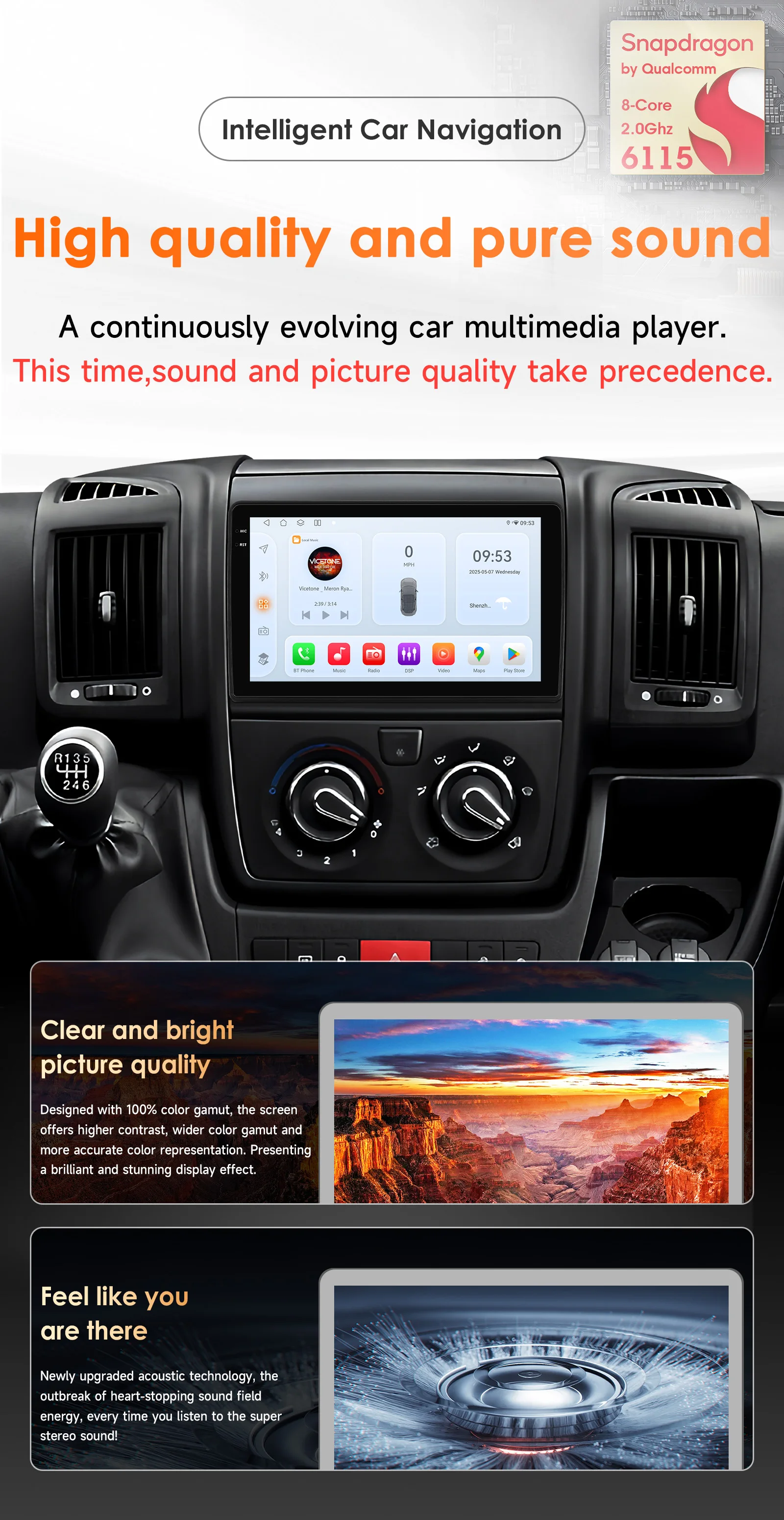 9" Hizpo 2Din Android14 Car Radio for Fiat Ducato Peugeot Boxer Citroen Jumper 4G BT GPS RDS DSP Auto CarPlay Snapdragon 6115
