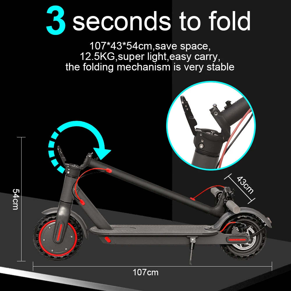 JUICEASE 365TUYA Electric Scooter Powerful Motor 36V 10.4Ah Large-Capacity Battery 35KM Long Range Smart APP 8.5Inch Dual Brake Foldable Kick Commuter Escooter