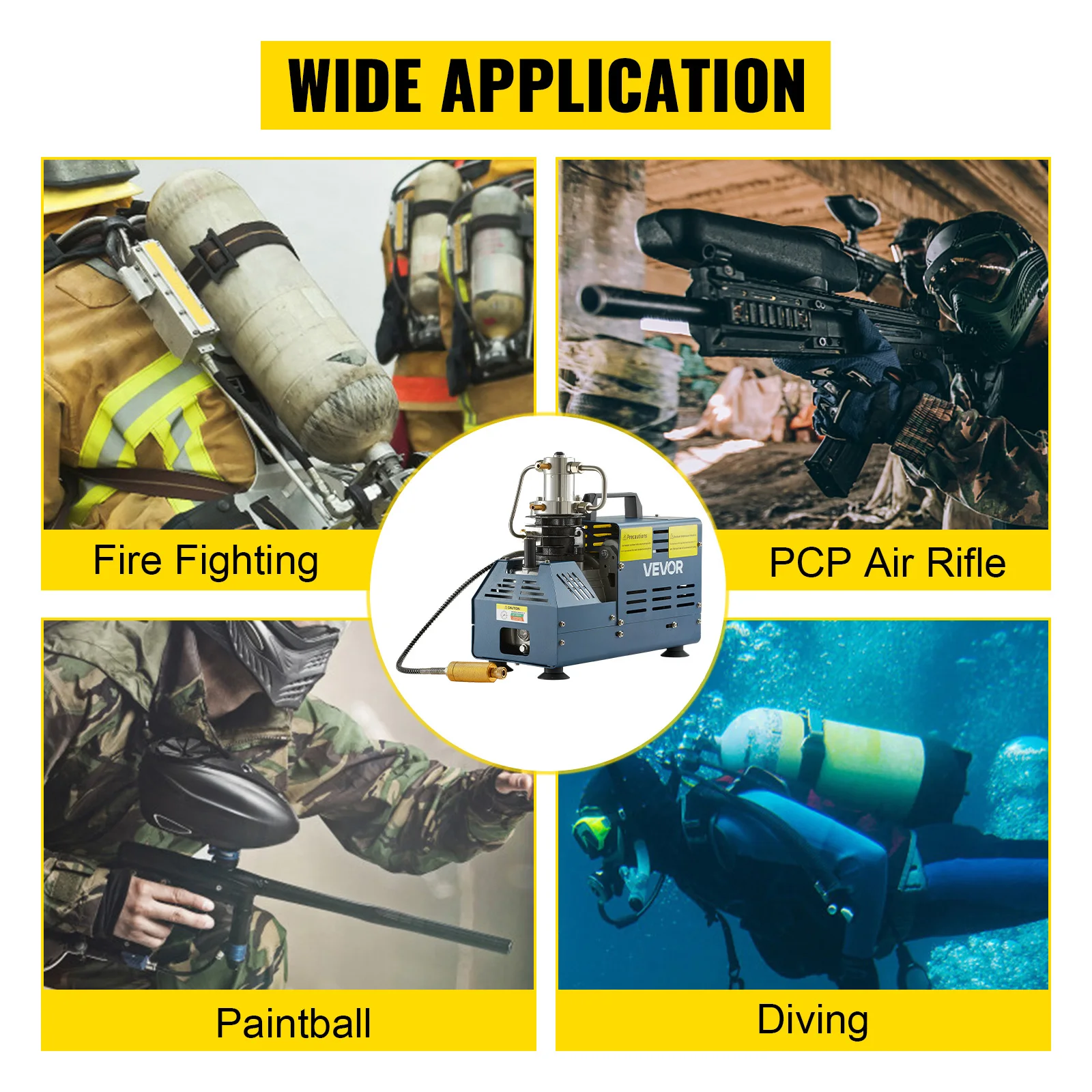 SucceBuy 1800W High Pressure PCP Air Compressor Pump 4500PSI/30MPA/300BAR 220V Manual Stop for Paintball Air Rifle Diving Bottle