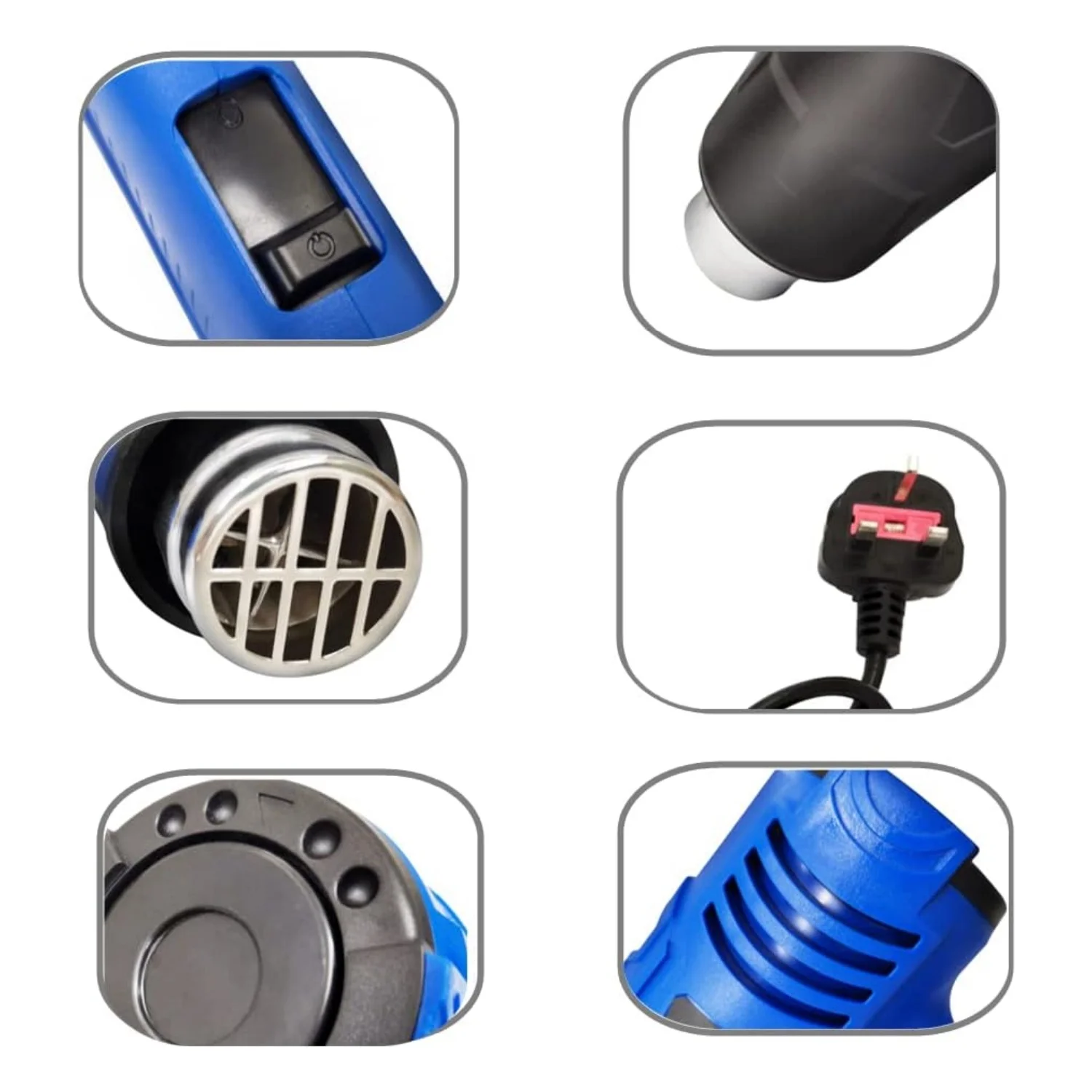 BRIEFNESS Electric Heat Gun Kit 2 temperature modes (300/600°C) Stripping Paint Defrosting and Shrinking Tubing 3 Nozzles