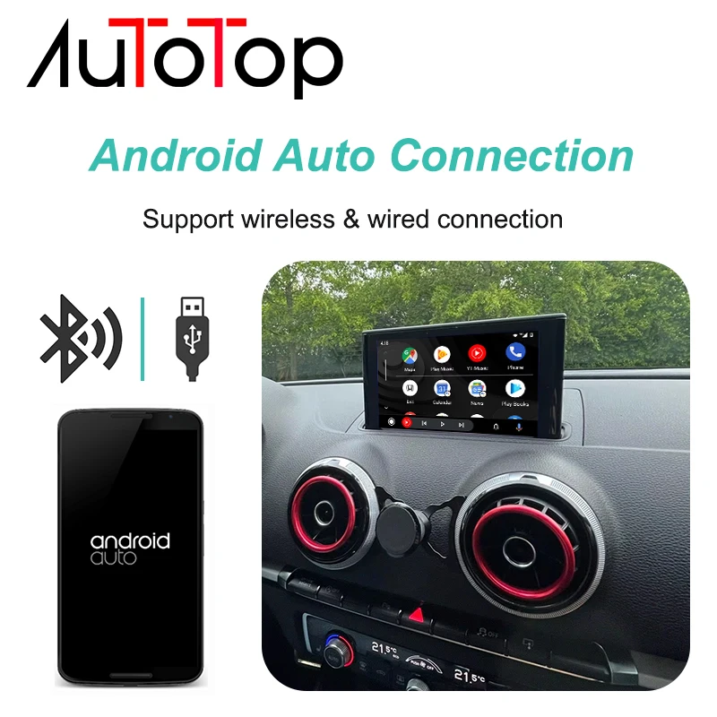AUTOTOP Wireless Carplay Android Auto Mirror Link Module Box For Audi A3 8V Q2 2013-2018 MIB System Interface Decoder Retrofit