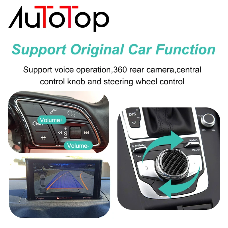 AUTOTOP Wireless Carplay Android Auto Mirror Link Module Box For Audi A3 8V Q2 2013-2018 MIB System Interface Decoder Retrofit