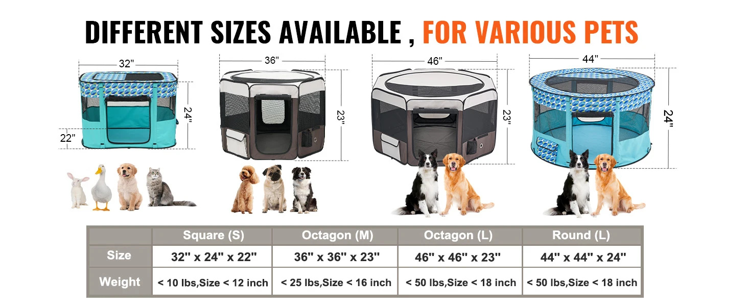 SucceBuy Foldable Pet Playpen 36 in Portable Dog Playpen Crate Kennel for Puppy Dog Premium 600D Oxford Cloth Removable Zipper