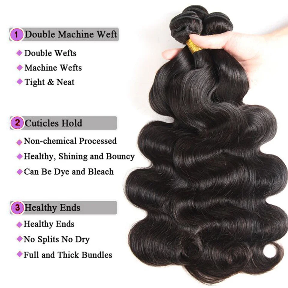 Body Wave Lace Closure With Hair Bundles 100% Human Bundle With 4X4 5X5 Transparent Lace Closure Remy Hair Weave Extensions