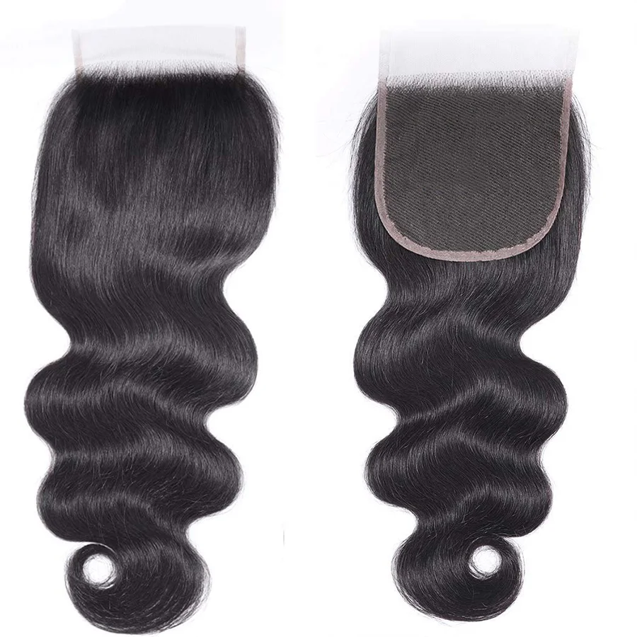 Body Wave Lace Closure With Hair Bundles 100% Human Bundle With 4X4 5X5 Transparent Lace Closure Remy Hair Weave Extensions