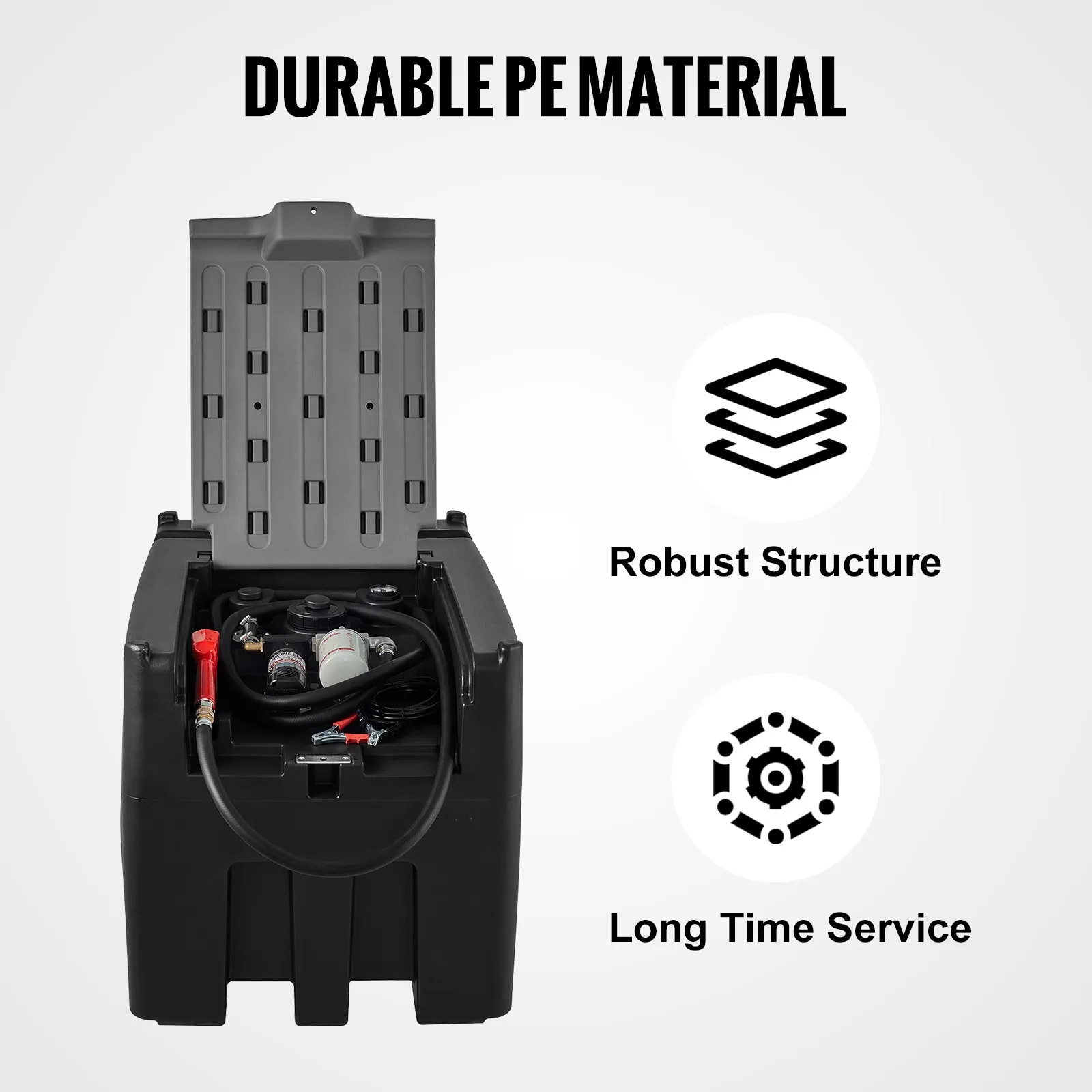 SucceBuy Portable Diesel Tank 58/116Gal & 10 GPM Flow Rate Diesel Fuel Tank with 12V Electric Transfer Pump and 13ft Hose