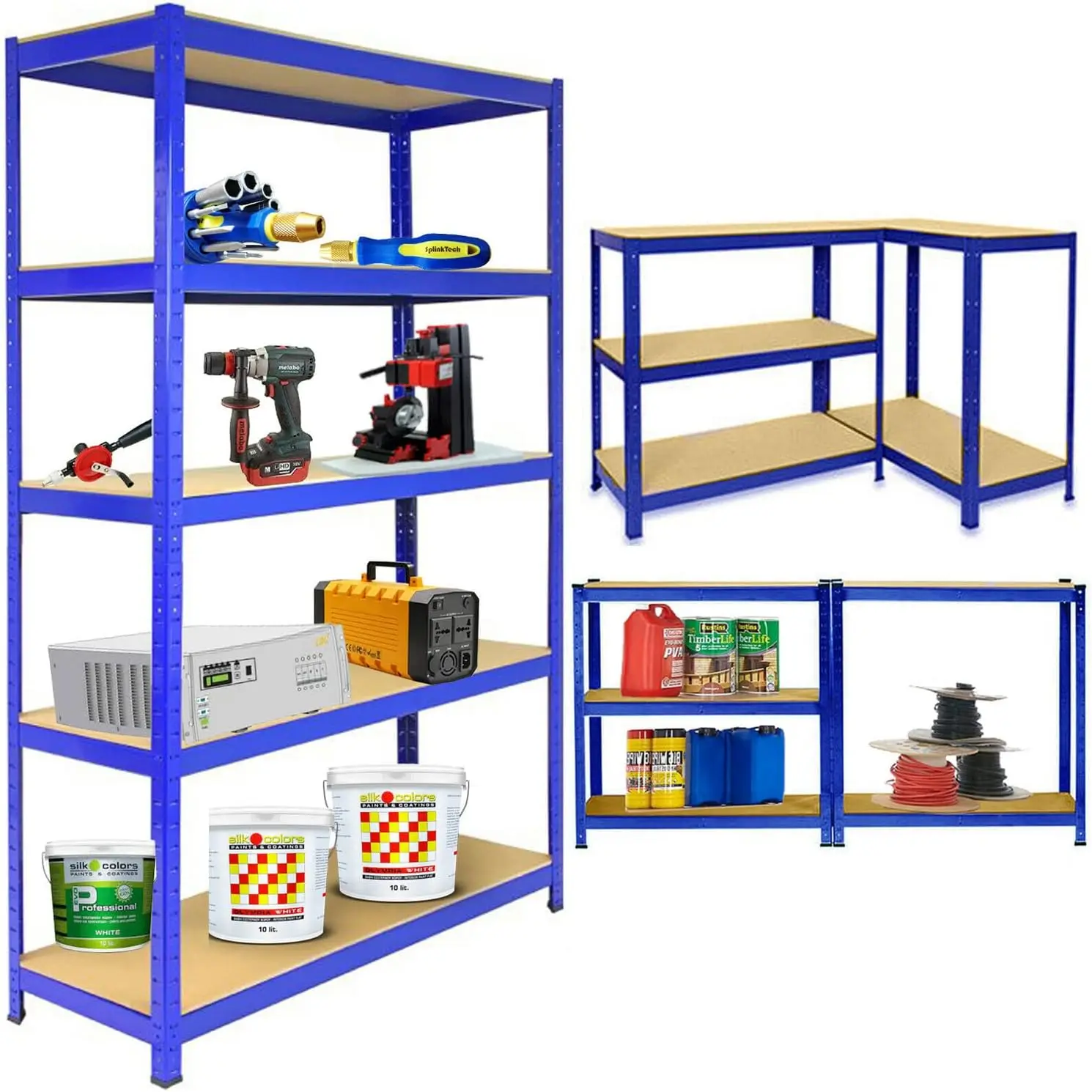 Heavy Duty Shelving Storage Rack, 5 Tier Metal Shelving Workshop Shelving with steel frame, MDF Panel, Up to 875kg Load capacity