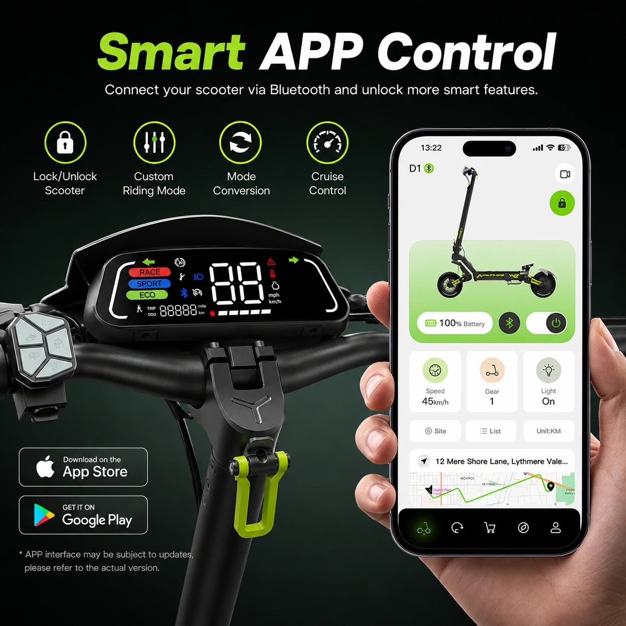 10 Inch Electric Scooter 48V 10Ah 40km Long Range Swing-arm Suspension Foldable Off-Road Electric kick Scooters