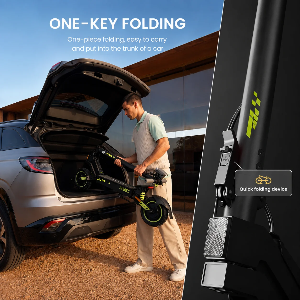 10 Inch Electric Scooter 48V 10Ah 40km Long Range Swing-arm Suspension Foldable Off-Road Electric kick Scooters