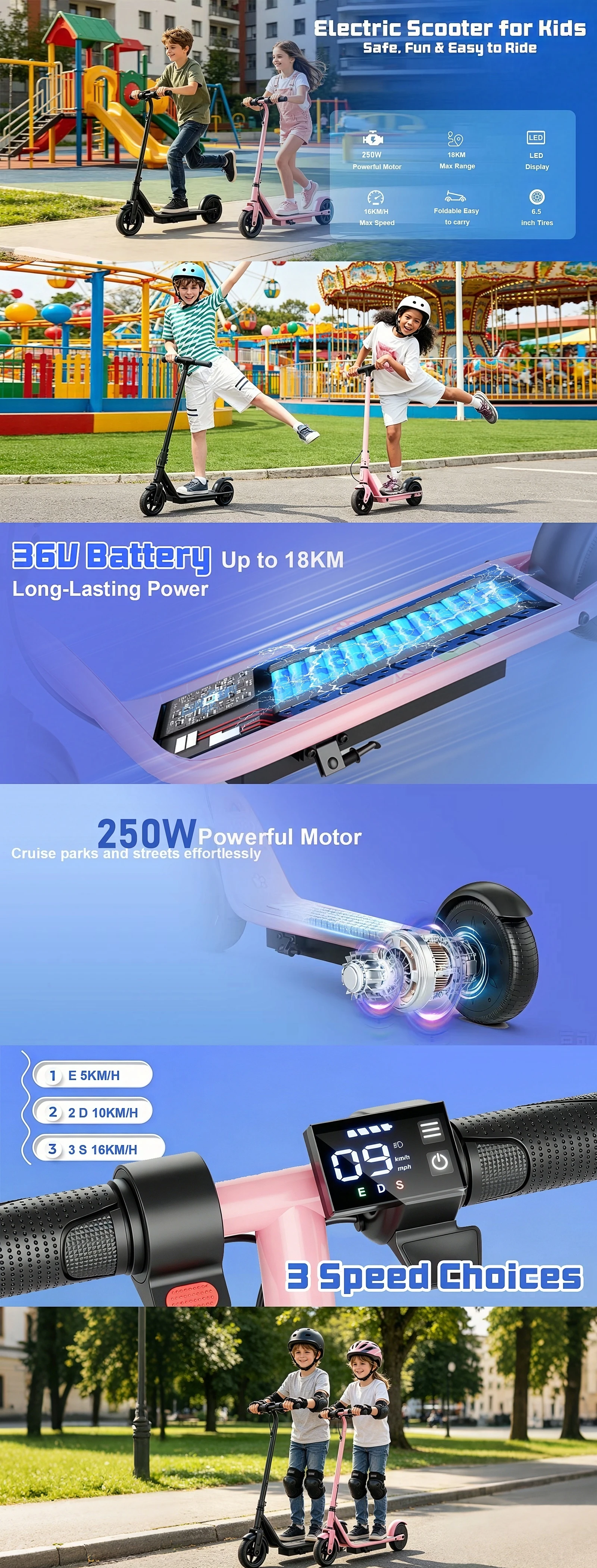 AOVOPRO Y1PLUS  Electric Scooter Powerful Motor 36V 10.5AH Large Capacity Battery 35KM Long Range 8.5Inch Tire with Smart APP Kick City Commuter EScooter