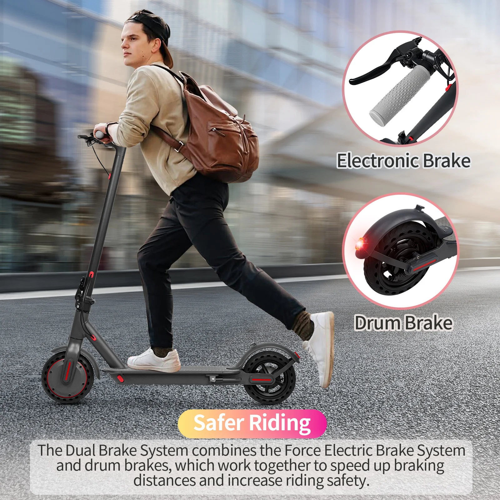 AOVOPRO Y1PLUS  Electric Scooter Powerful Motor 36V 10.5AH Large Capacity Battery 35KM Long Range 8.5Inch Tire with Smart APP Kick City Commuter EScooter