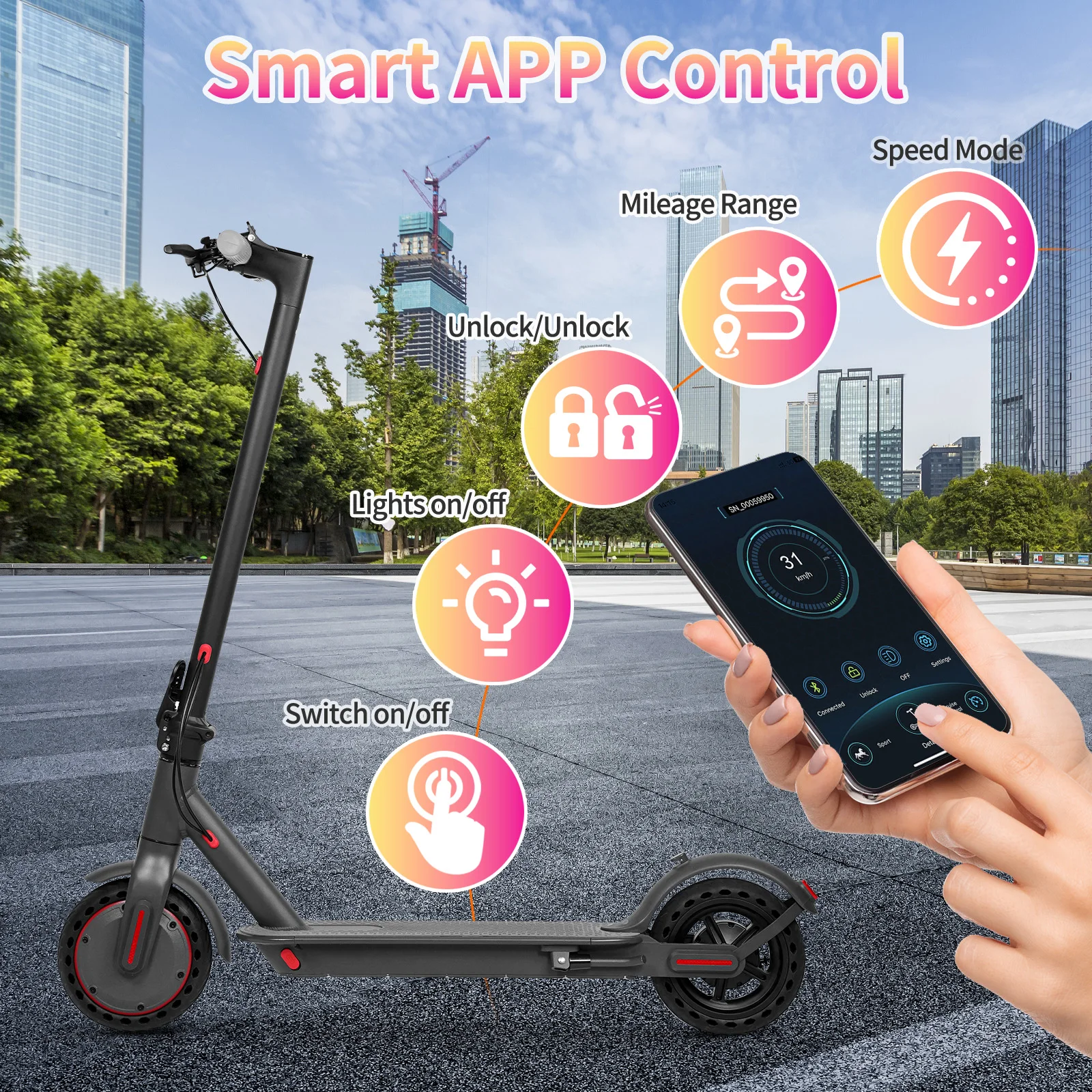 AOVOPRO Y1PLUS  Electric Scooter Powerful Motor 36V 10.5AH Large Capacity Battery 35KM Long Range 8.5Inch Tire with Smart APP Kick City Commuter EScooter