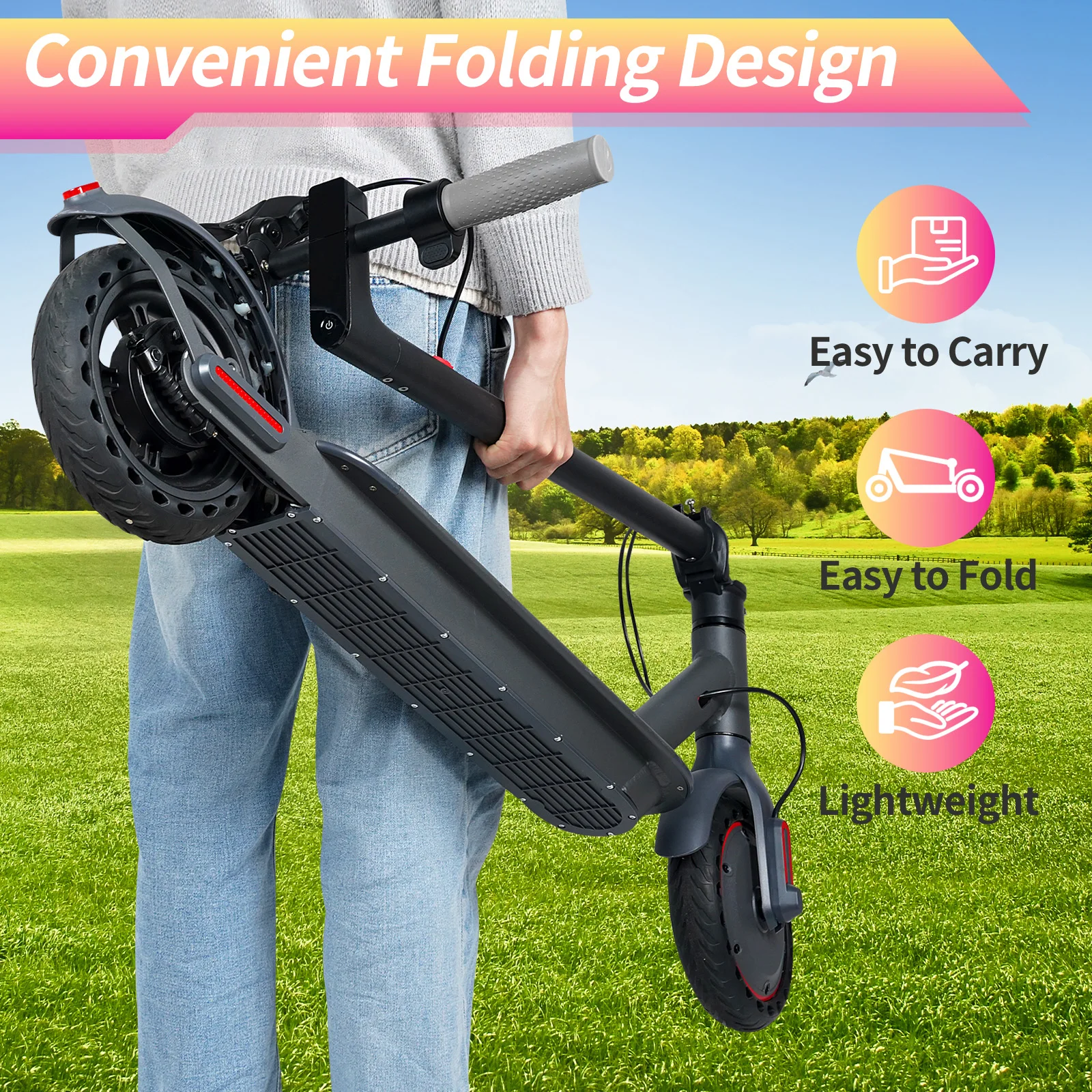 AOVOPRO Y1PLUS  Electric Scooter Powerful Motor 36V 10.5AH Large Capacity Battery 35KM Long Range 8.5Inch Tire with Smart APP Kick City Commuter EScooter