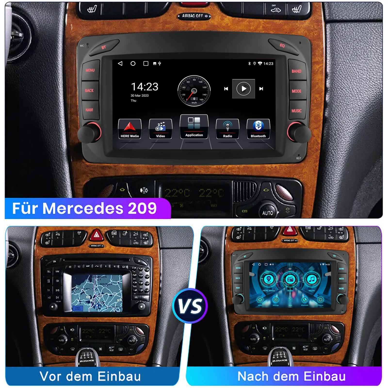 ESSGOO 2 Din Android 13 Car Stereo For Mercedes Benz C-Class W203 CLK W209 Radio Multimedia GPS Navigation Carplay