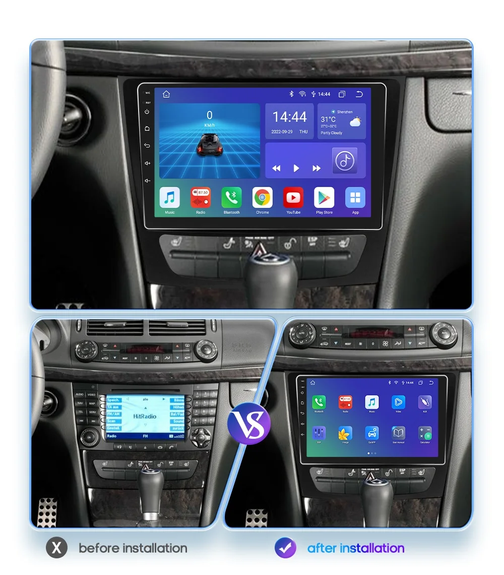 9" Hizpo Android Car Radio for Mercedes Benz E-Class W211 W219 G-Class W463 CLK W209 2001 - 2009 RDS DSP GPS BT 4G Auto CarPlay