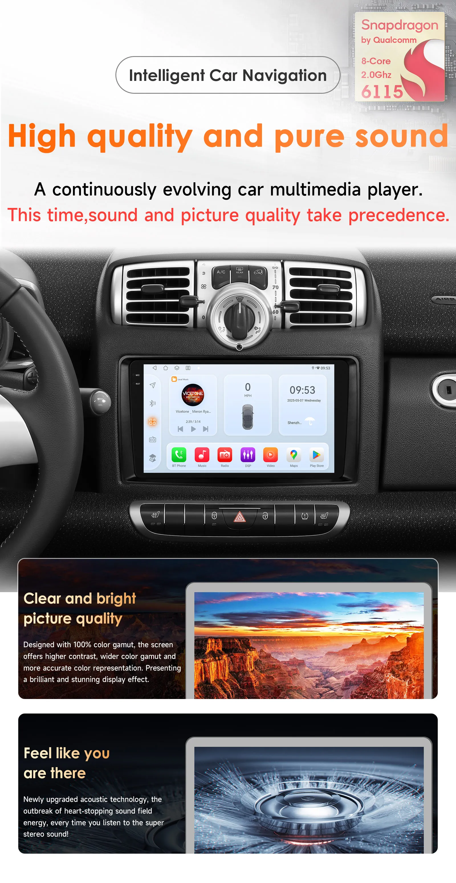 Hizpo 9" Smart Car Systems Radio For Smart Fortwo 451 2005 - 2010 4G Multimedia Player GPS 2din Autoradio Carplay Android Auto