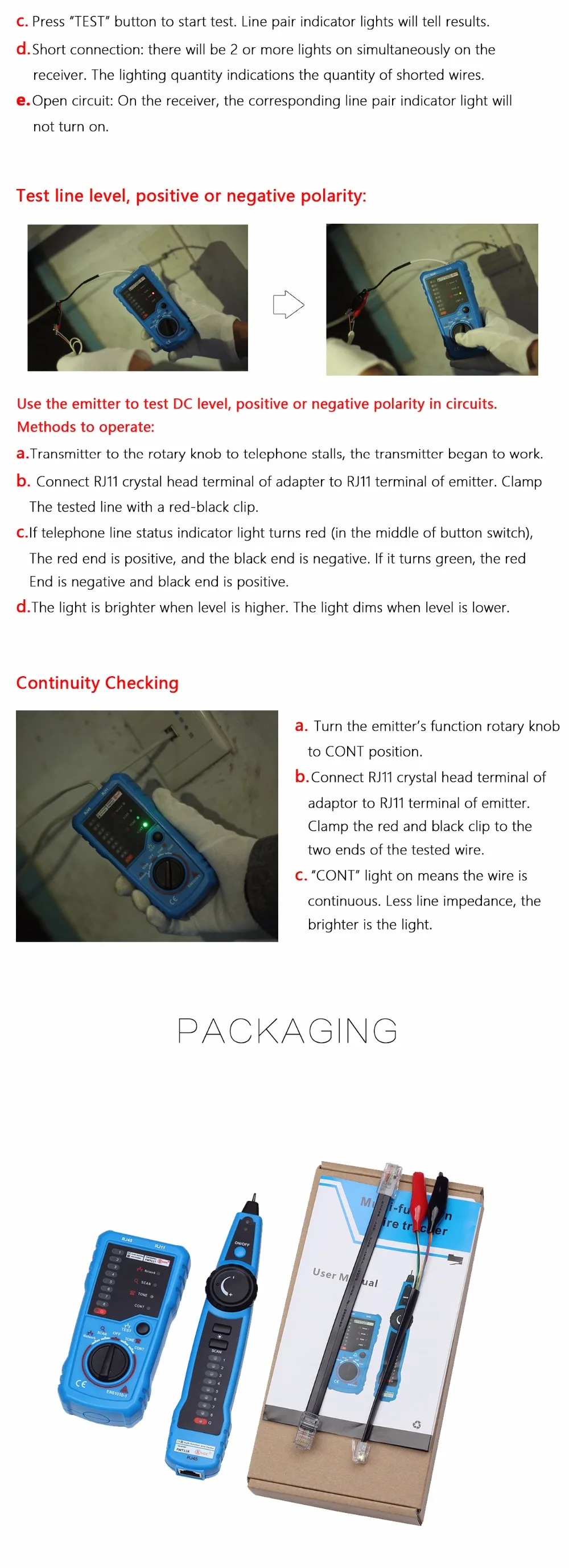 BSIDE FWT11 High Quality RJ11 RJ45 Cat5 Cat6 Telephone Wire Tracker Tracer Toner Ethernet LAN Network Cable Tester Line Finder