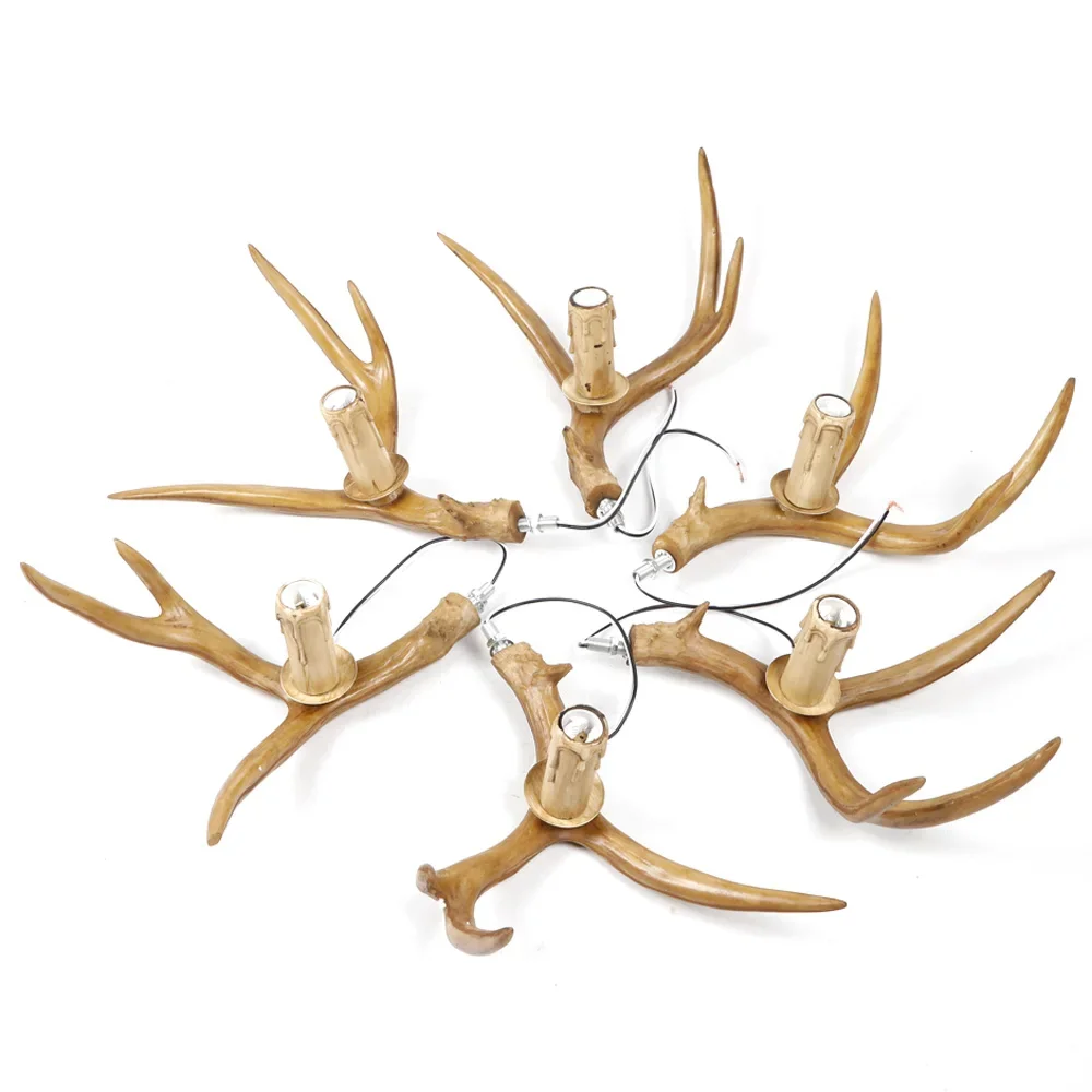 Vintage Antler LED Chandelier Light Retro Deer Horn Restaurant Pendant Lamp LOFT Deer Horn Hanglamp