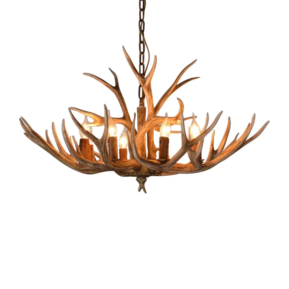 Vintage Antler LED Chandelier Light Retro Deer Horn Restaurant Pendant Lamp LOFT Deer Horn Hanglamp